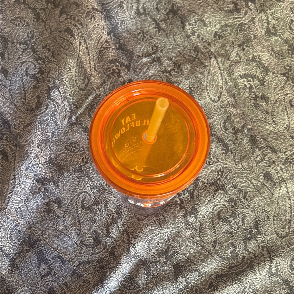 Wildflower Eat Local Tumbler with Orange Lid and Straw - Picture 5 of 6